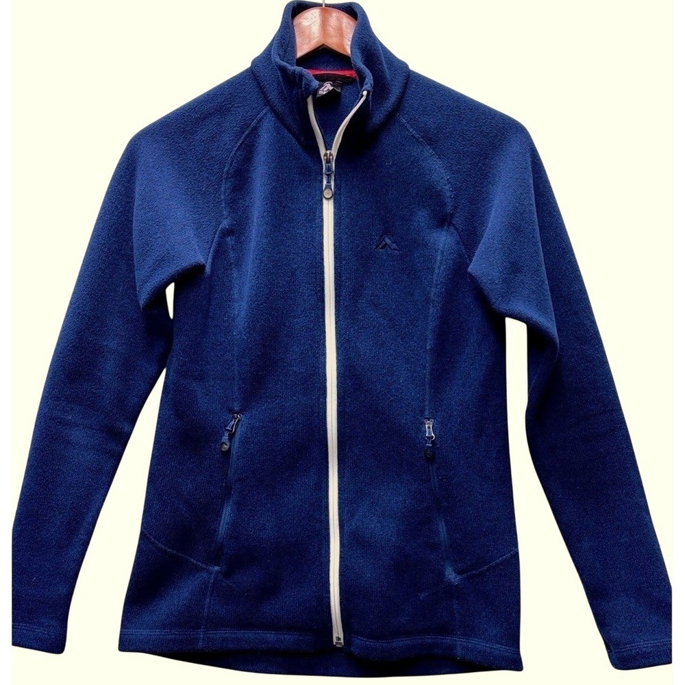 Macpac Full Zip Fleece Jacket Womens Size 8 Blue Mock Neck Outdoor Mid Layer